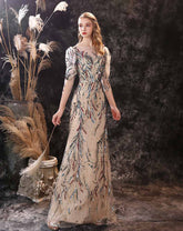 Vintage Hollywood Style Sequins Maxi Formal Evening Dress EN3903